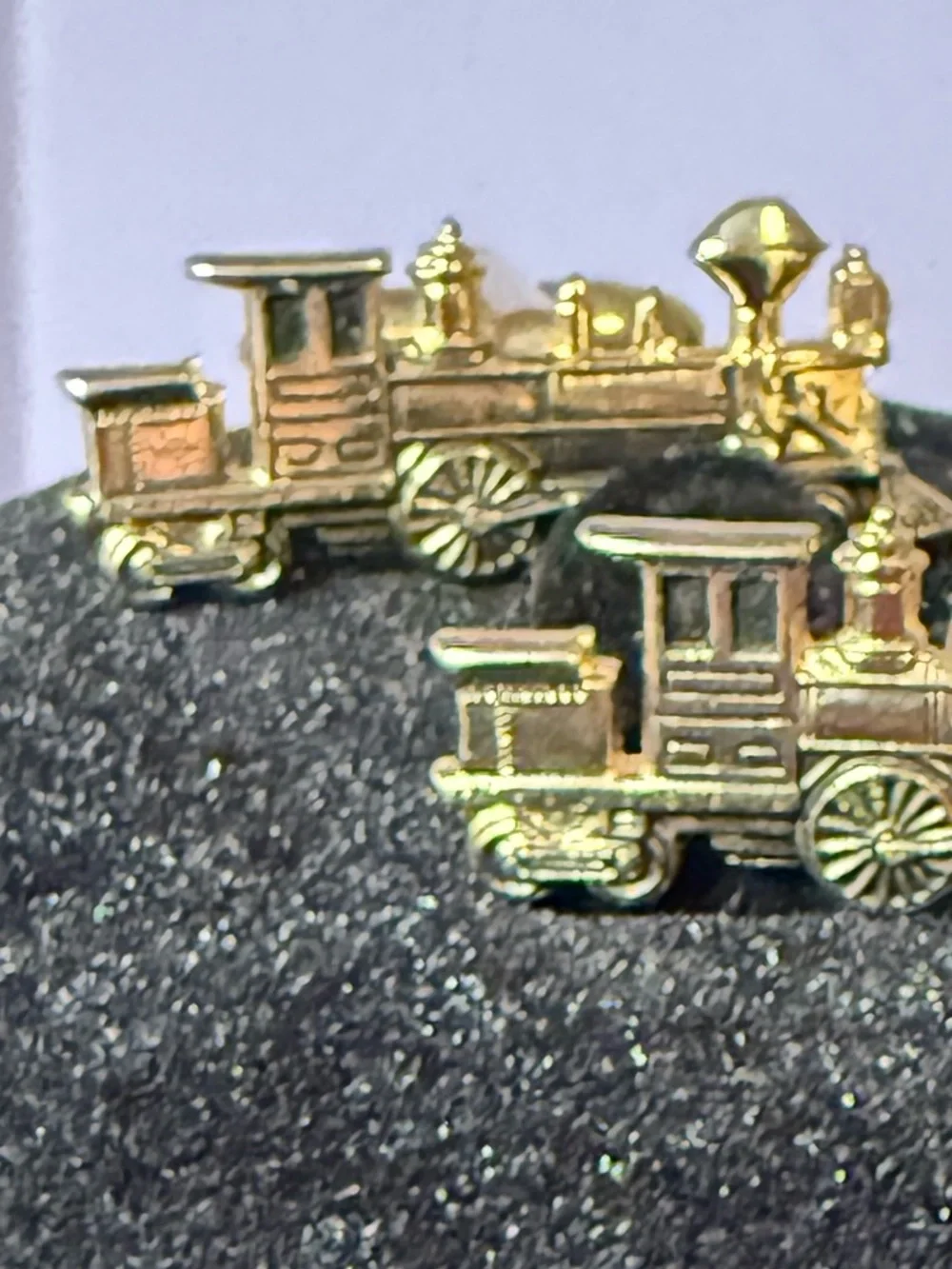 Vintage HICOCK Cuff links Mid Century Train Engine Gold Tone